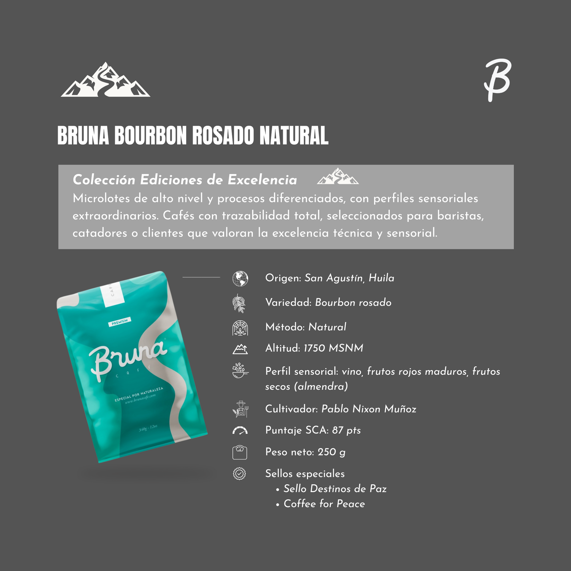 Café de especialidad 100% colombiano - Bruna Bourbon Rosado Natural