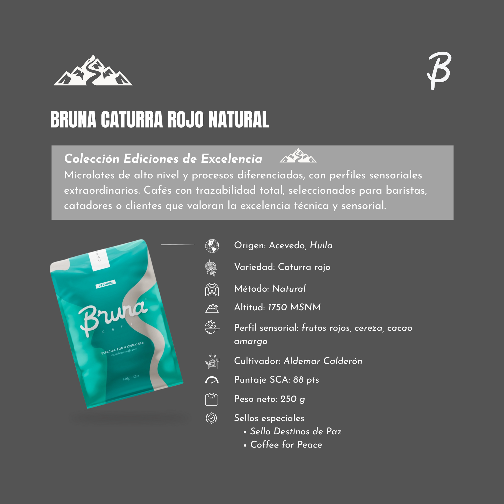 Café de especialidad 100% colombiano - Bruna Caturra Rojo Natural